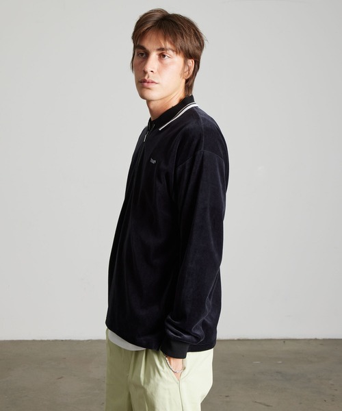 HUF（ハフ）の「PARKER VELOUR LS POLO（ポロシャツ・メンズ・ブラウン/ブラック・M/S/L/XL）」の7枚目の写真