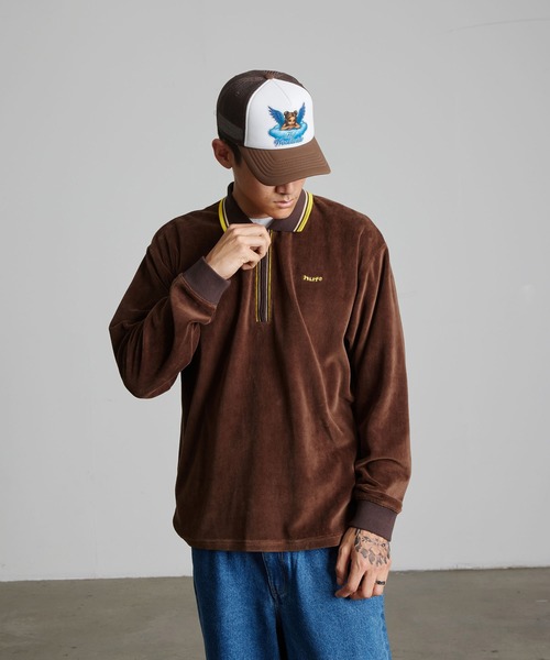 HUF（ハフ）の「PARKER VELOUR LS POLO（ポロシャツ・メンズ・ブラウン/ブラック・M/S/L/XL）」の11枚目の写真