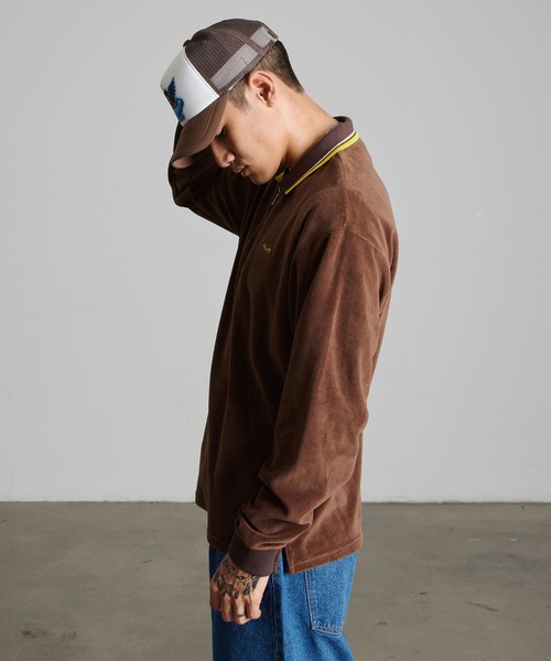 HUF（ハフ）の「PARKER VELOUR LS POLO（ポロシャツ・メンズ・ブラウン/ブラック・M/S/L/XL）」の12枚目の写真