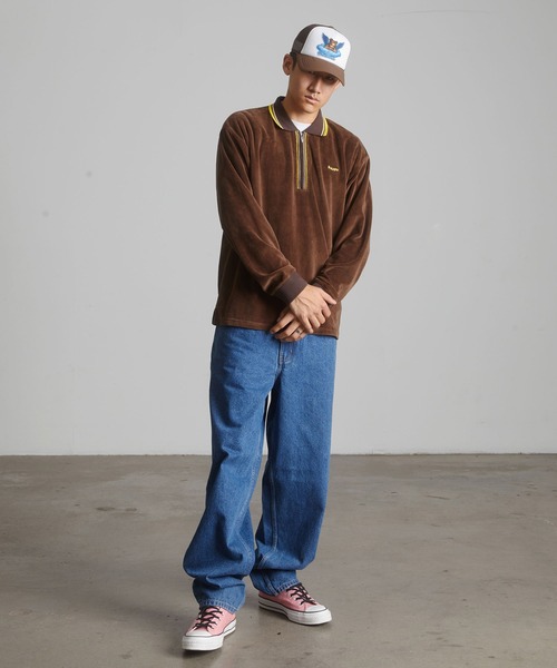 HUF（ハフ）の「PARKER VELOUR LS POLO（ポロシャツ・メンズ・ブラウン/ブラック・M/S/L/XL）」の14枚目の写真
