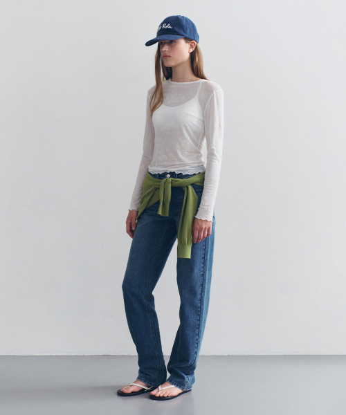 ROLAROLA(ロラロラ)の「ローライズ ヴィンテージ ストレートデニム ミッドブルー(デニムパンツ・レディース・ブルー・SMALL/MEDIUM)」の2枚目の写真