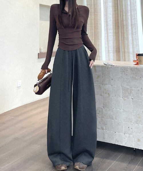 FLINEA（フリネア）の「ドローストリングリラックスワイドパンツ（その他パンツ・レディース・ネイビー/ブラック/ダークグレー/カーキ・FREE）」の16枚目の写真