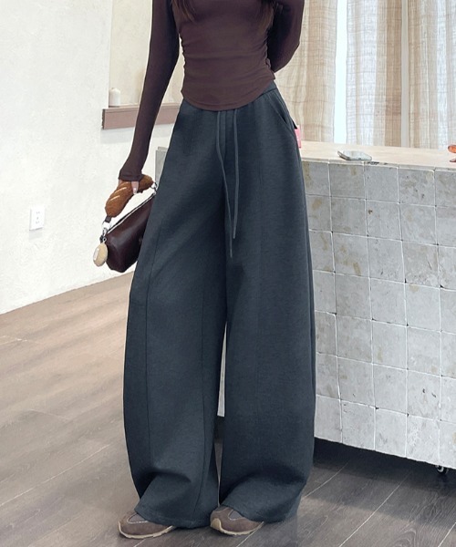 FLINEA（フリネア）の「ドローストリングリラックスワイドパンツ（その他パンツ・レディース・ネイビー/ブラック/ダークグレー/カーキ・FREE）」の13枚目の写真