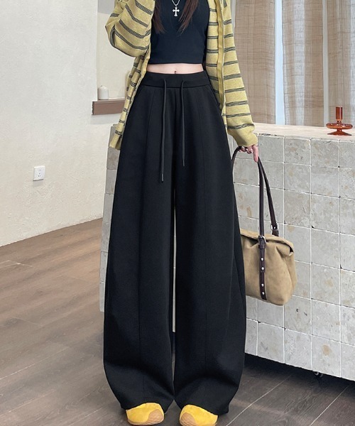 FLINEA（フリネア）の「ドローストリングリラックスワイドパンツ（その他パンツ・レディース・ネイビー/ブラック/ダークグレー/カーキ・FREE）」の8枚目の写真