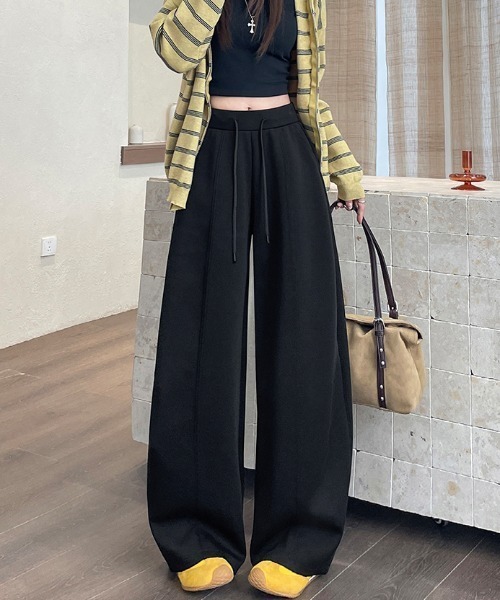 FLINEA（フリネア）の「ドローストリングリラックスワイドパンツ（その他パンツ・レディース・ネイビー/ブラック/ダークグレー/カーキ・FREE）」の9枚目の写真