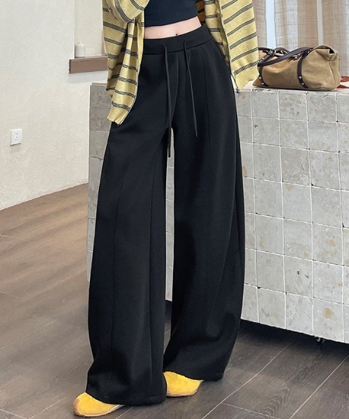 FLINEA（フリネア）の「ドローストリングリラックスワイドパンツ（その他パンツ・レディース・ネイビー/ブラック/ダークグレー/カーキ・FREE）」の6枚目の写真