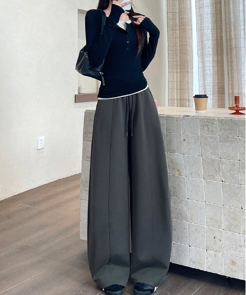 FLINEA（フリネア）の「ドローストリングリラックスワイドパンツ（その他パンツ・レディース・ネイビー/ブラック/ダークグレー/カーキ・FREE）」の20枚目の写真