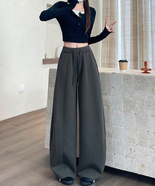 FLINEA（フリネア）の「ドローストリングリラックスワイドパンツ（その他パンツ・レディース・ネイビー/ブラック/ダークグレー/カーキ・FREE）」の22枚目の写真