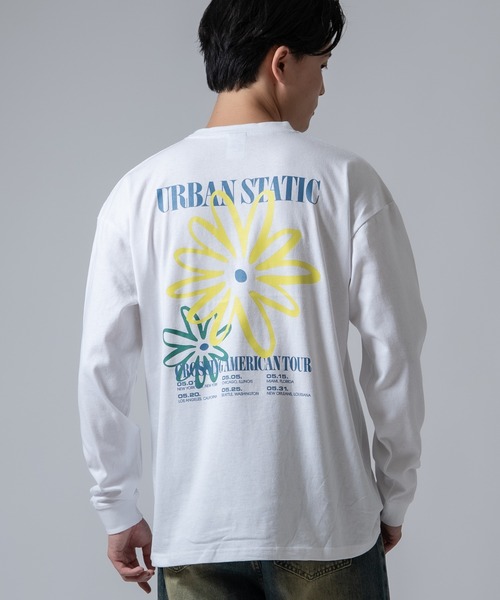 SIDEWAY STANCE(サイドウェイスタンス)の「【SIDEWAY STANCE】フラワープリント 長袖Tシャツ(Tシャツ/カットソー・メンズ・ブラック/ホワイト/カーキ・LARGE/MEDIUM/SMALL/X-LARGE)」の1枚目の写真
