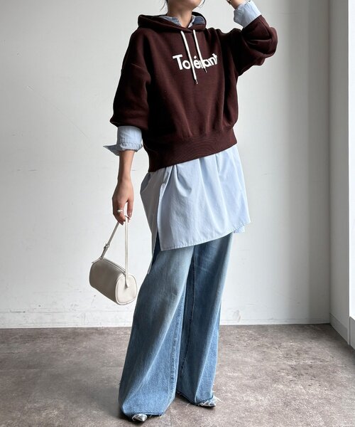 DouDou(ドゥドゥ)の「【WEB限定】スウェットライクロゴパーカー(Tシャツ/カットソー・レディース・ブラウン/グレー/アイボリー・FREE)」の17枚目の写真