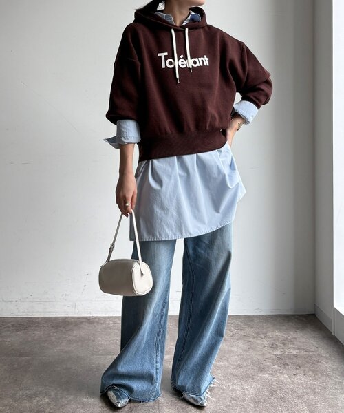 DouDou(ドゥドゥ)の「【WEB限定】スウェットライクロゴパーカー(Tシャツ/カットソー・レディース・ブラウン/グレー/アイボリー・FREE)」の18枚目の写真