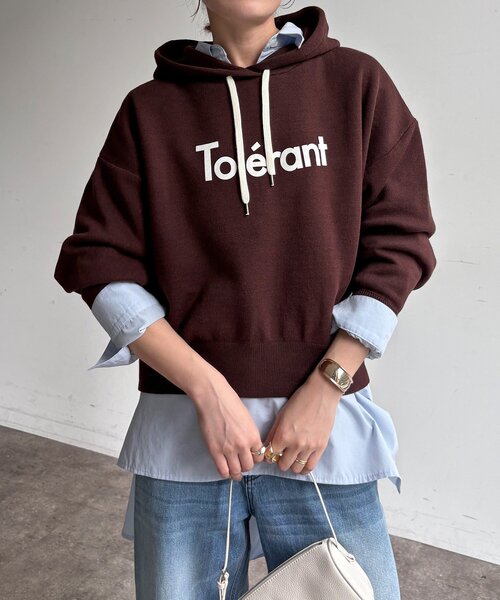 DouDou(ドゥドゥ)の「【WEB限定】スウェットライクロゴパーカー(Tシャツ/カットソー・レディース・ブラウン/グレー/アイボリー・FREE)」の21枚目の写真