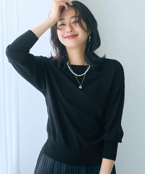 StyleNote(スタイルノート)の「制服のように着られるオフィスニット【乾燥機OK】(ニット/セーター・レディース・ブラック/ネイビー/グレー/モカ・L/M/S)」の2枚目の写真