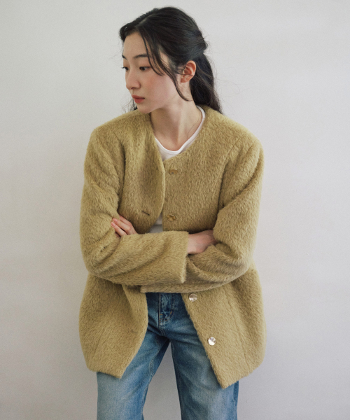 STEP AROUND(ステップアラウンド)の「Suri Arpaca Round Mid Jacket_BEIGE(その他アウター・レディース・その他・FREE)」の3枚目の写真