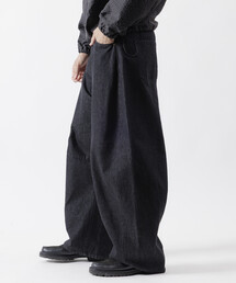 ワイドシルエット カーブデニムパンツ ワンウォッシュ