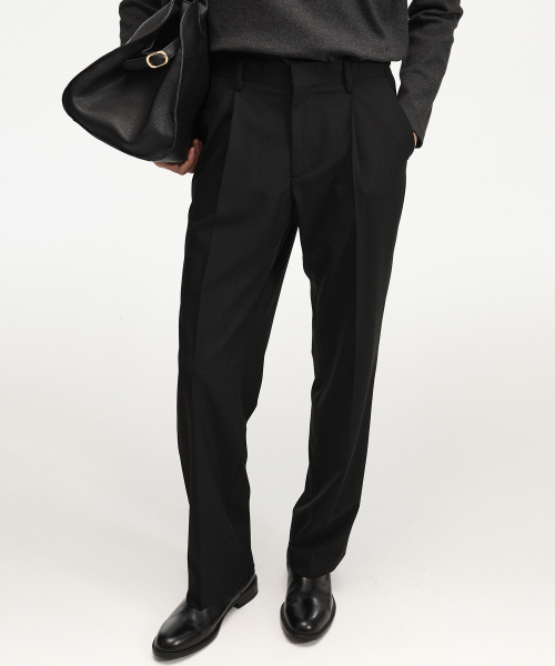 TNGT(ティーエヌジーティー)の「Wool Blend Comfort Semi-Wide Pants (Black) TNPA6F105BK(スラックス・メンズ・その他・90/82/78/86)」の1枚目の写真