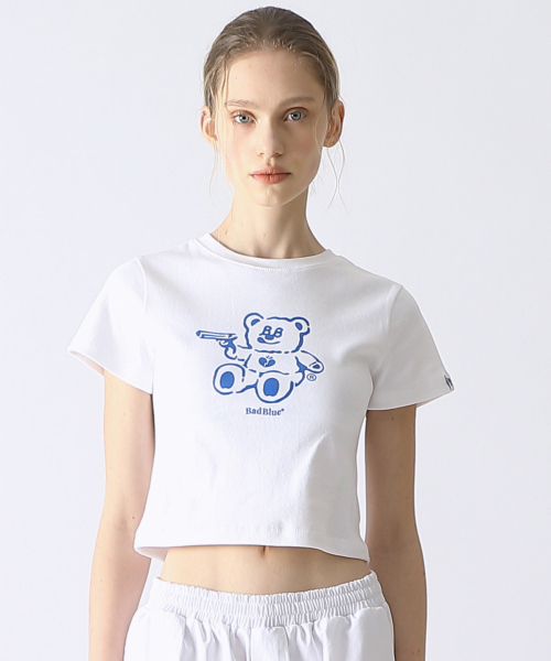 BadBlue(バッドブルー)の「BadBear Slim Tee White(Tシャツ/カットソー・レディース・その他・FREE)」の1枚目の写真