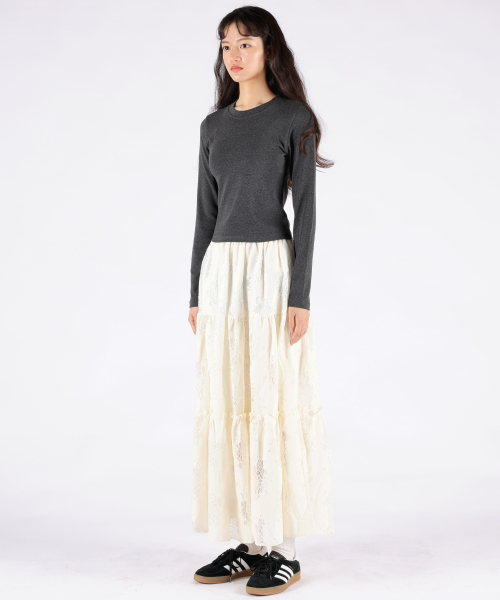REBRENNER(リブレンナー)の「50 ムード スリムフィット クロップドロングスリーブ ブラウン(Tシャツ/カットソー・レディース・その他・FREE)」の5枚目の写真