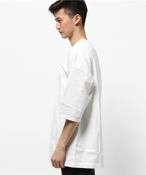 Lui's（ルイス）の「Lui's(ルイス) 空紡糸7分袖BIGTシャツ（Tシャツ/カットソー・メンズ・オフホワイト/ブラック/グレー・FREE）」の4枚目の写真