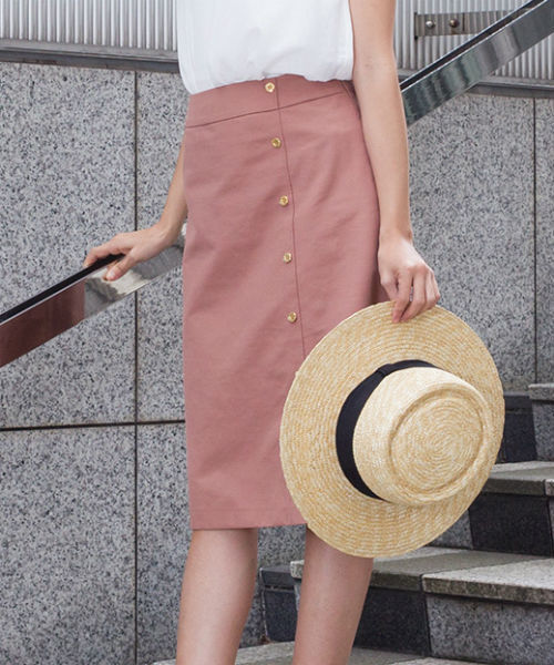 NATURAL BEAUTY BASIC(ナチュラルビューティーベーシック)の「フロントボタンスカート(スカート・レディース・ブラウン/ベージュ・SMALL/X-SMALL/MEDIUM)」の1枚目の写真