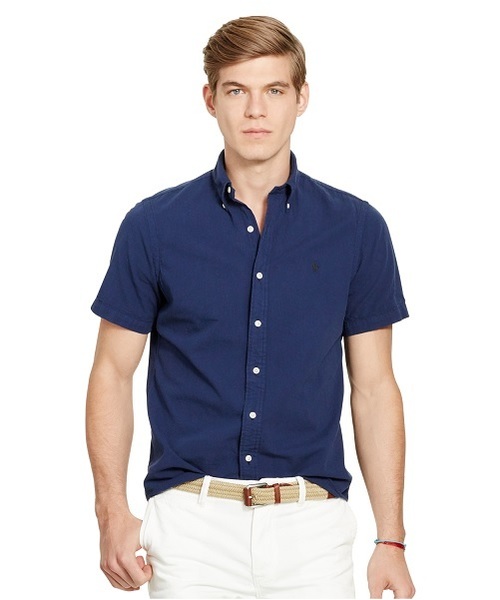 POLO RALPH LAUREN(ポロ ラルフ ローレン)の「スリム コットン シアサッカー シャツ(シャツ/ブラウス・メンズ・ネイビー/ホワイト・SMALL/LARGE/MEDIUM/X-LARGE/X-SMALL)」の2枚目の写真