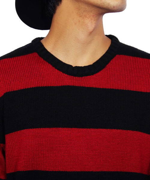 ８(eight)（エイト）の「ボーダー ニットセーター ざっくりニット ロック （ニット/セーター・メンズ・ホワイト×ブラック/ブラック×グレー/ブラック×レッド・MEDIUM/LARGE）」の18枚目の写真