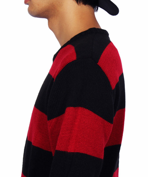 ８(eight)（エイト）の「ボーダー ニットセーター ざっくりニット ロック （ニット/セーター・メンズ・ホワイト×ブラック/ブラック×グレー/ブラック×レッド・MEDIUM/LARGE）」の21枚目の写真