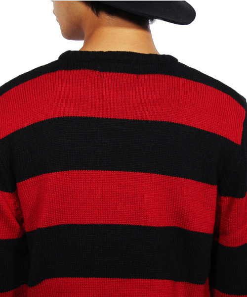 ８(eight)（エイト）の「ボーダー ニットセーター ざっくりニット ロック （ニット/セーター・メンズ・ホワイト×ブラック/ブラック×グレー/ブラック×レッド・MEDIUM/LARGE）」の22枚目の写真