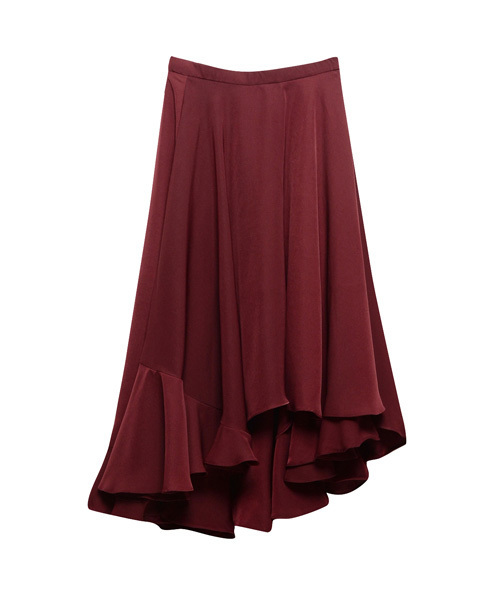 Re:EDIT（リエディ）の「アシンメトリーヘムフレアロングスカート（スカート・レディース・ブラック/ダークグリーン/カーキ/ブラウン/ボルドー/ベージュ/サックスブルー/シルバーグレー/レッド/ブルー/パープル/オレンジ/ラベンダー・MEDIUM/LARGE）」の13枚目の写真