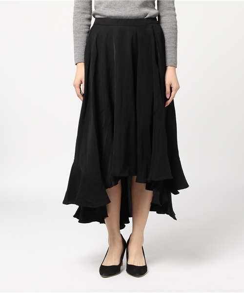 Re:EDIT（リエディ）の「アシンメトリーヘムフレアロングスカート（スカート・レディース・ブラック/ダークグリーン/カーキ/ブラウン/ボルドー/ベージュ/サックスブルー/シルバーグレー/レッド/ブルー/パープル/オレンジ/ラベンダー・MEDIUM/LARGE）」の14枚目の写真