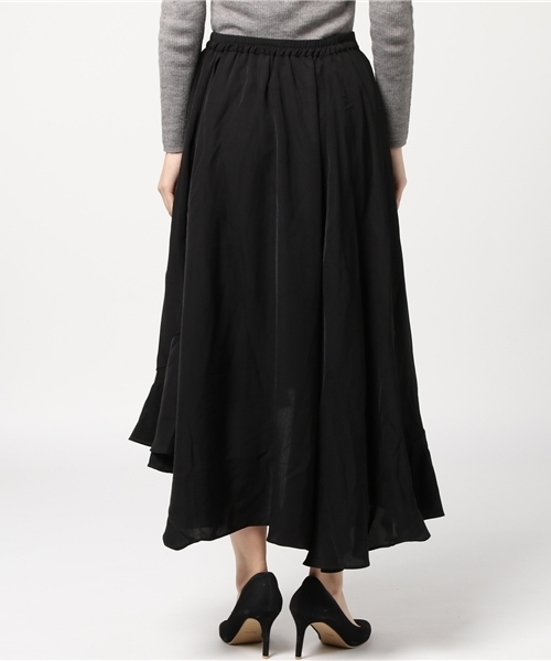 Re:EDIT（リエディ）の「アシンメトリーヘムフレアロングスカート（スカート・レディース・ブラック/ダークグリーン/カーキ/ブラウン/ボルドー/ベージュ/サックスブルー/シルバーグレー/レッド/ブルー/パープル/オレンジ/ラベンダー・MEDIUM/LARGE）」の16枚目の写真