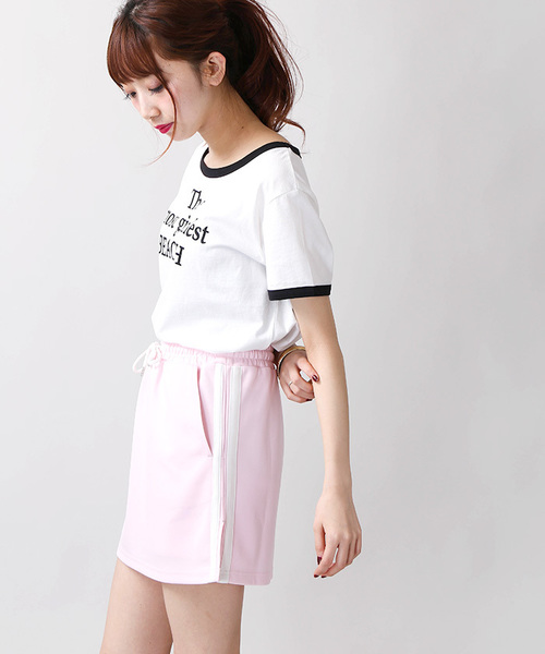 WEGO（ウィゴー）の「WEGO/サイドラインスリットジョグスカパン（スカート・レディース・サックスブルー/ライトピンク/ブラック/ホワイト/レッド/ブラック系その他・FREE）」の5枚目の写真