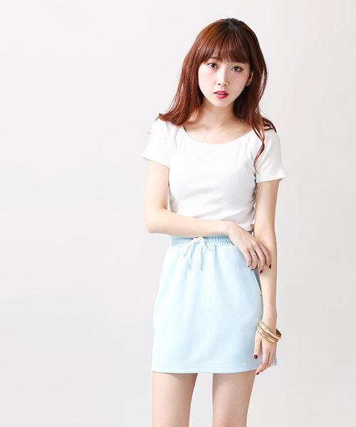 WEGO（ウィゴー）の「WEGO/サイドラインスリットジョグスカパン（スカート・レディース・サックスブルー/ライトピンク/ブラック/ホワイト/レッド/ブラック系その他・FREE）」の15枚目の写真