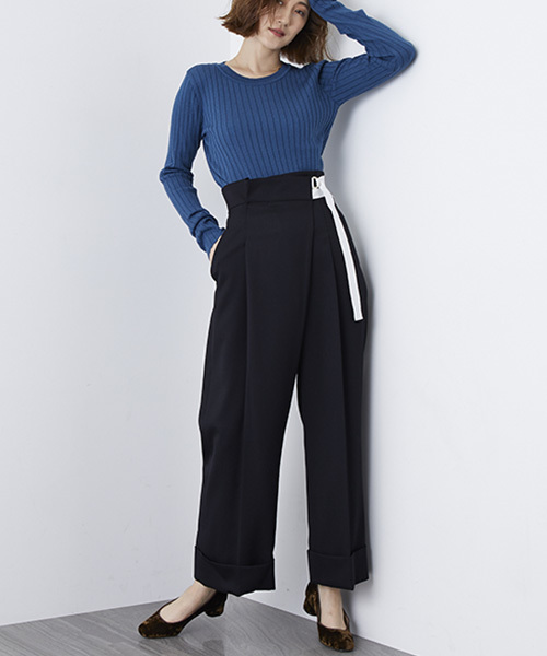 STUDIOUS（ステュディオス）の「ウォッシャブルクルーリブニット（ニット/セーター・レディース・ブラック/オフホワイト/ピンク/ブルー・FREE）」の16枚目の写真