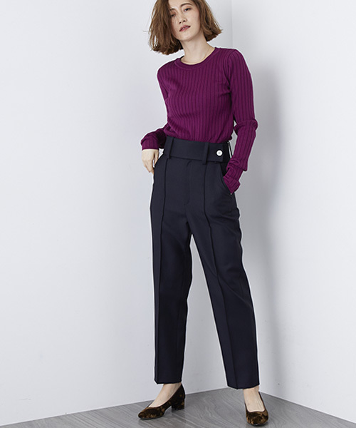 STUDIOUS（ステュディオス）の「ウォッシャブルクルーリブニット（ニット/セーター・レディース・ブラック/オフホワイト/ピンク/ブルー・FREE）」の11枚目の写真