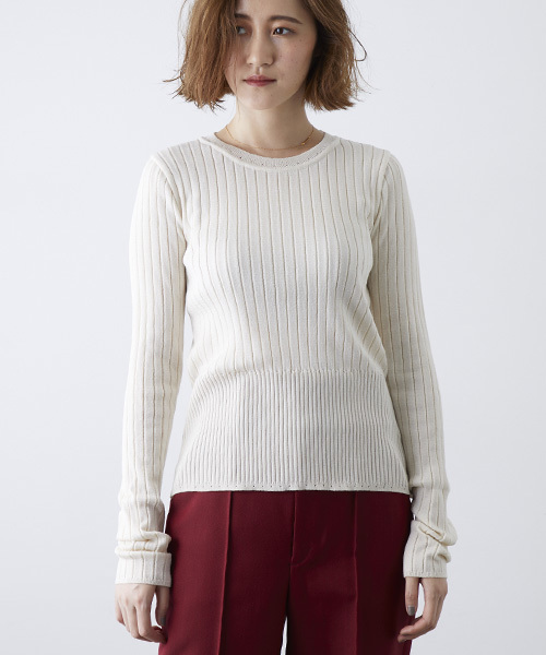 STUDIOUS（ステュディオス）の「ウォッシャブルクルーリブニット（ニット/セーター・レディース・ブラック/オフホワイト/ピンク/ブルー・FREE）」の20枚目の写真