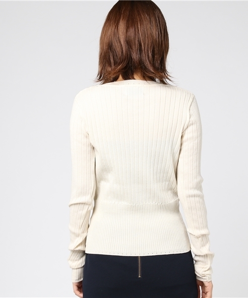 STUDIOUS（ステュディオス）の「ウォッシャブルクルーリブニット（ニット/セーター・レディース・ブラック/オフホワイト/ピンク/ブルー・FREE）」の5枚目の写真