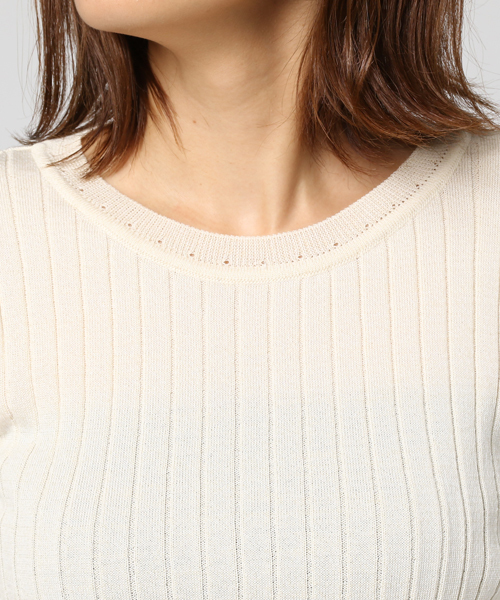 STUDIOUS（ステュディオス）の「ウォッシャブルクルーリブニット（ニット/セーター・レディース・ブラック/オフホワイト/ピンク/ブルー・FREE）」の7枚目の写真