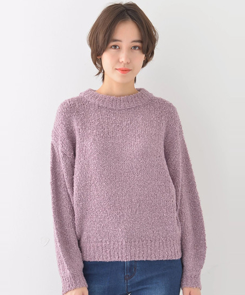 earth music&ecology（アースミュージックアンドエコロジー）の「・ブークレラメニットプルオーバー（ニット/セーター・レディース・ライトグレー/ブラック/ラベンダー/ピンク/ネイビー/アイボリー・FREE）」の5枚目の写真