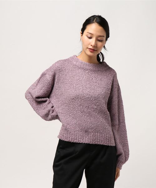 earth music&ecology（アースミュージックアンドエコロジー）の「・ブークレラメニットプルオーバー（ニット/セーター・レディース・ライトグレー/ブラック/ラベンダー/ピンク/ネイビー/アイボリー・FREE）」の9枚目の写真