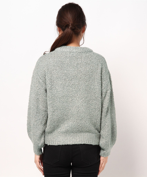 earth music&ecology（アースミュージックアンドエコロジー）の「・ブークレラメニットプルオーバー（ニット/セーター・レディース・ライトグレー/ブラック/ラベンダー/ピンク/ネイビー/アイボリー・FREE）」の7枚目の写真