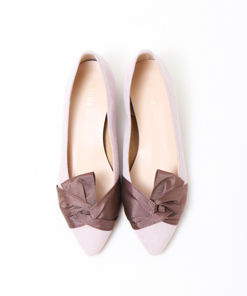 PICHE ABAHOUSE(ピシェ アバハウス)の「【WEB別注】リボンフラットパンプス(パンプス・レディース・その他/ピンク/ベージュ/ネイビー・35/36/37/38/39)」の3枚目の写真