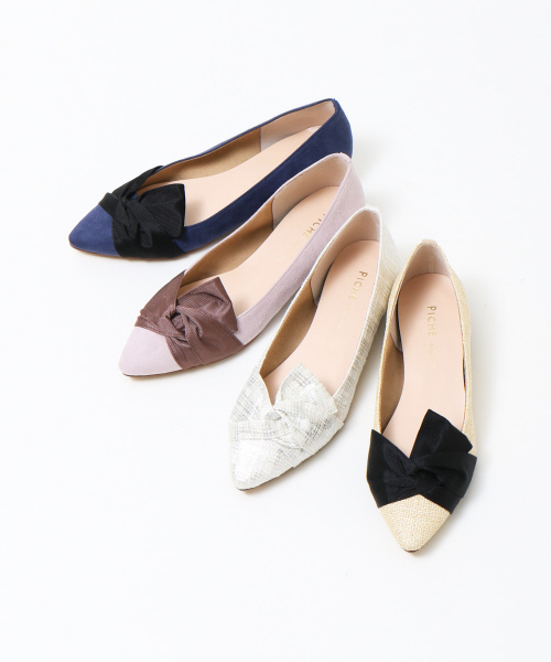 PICHE ABAHOUSE(ピシェ アバハウス)の「【WEB別注】リボンフラットパンプス(パンプス・レディース・その他/ピンク/ベージュ/ネイビー・35/36/37/38/39)」の5枚目の写真