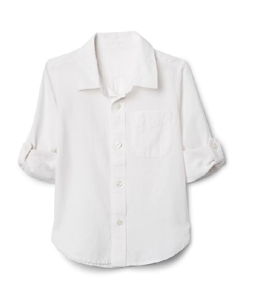 GAP（ギャップ）の「Gap コンバーチブルシャツ（リネン）（シャツ/ブラウス・キッズ・ホワイト/ライトグリーン・110cm/105cm/95cm/90cm/100cm/80ｃｍ）」の2枚目の写真