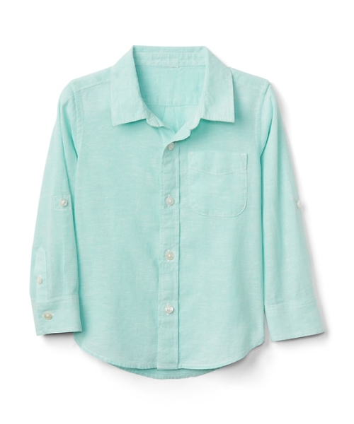 GAP（ギャップ）の「Gap コンバーチブルシャツ（リネン）（シャツ/ブラウス・キッズ・ホワイト/ライトグリーン・110cm/105cm/95cm/90cm/100cm/80ｃｍ）」の5枚目の写真