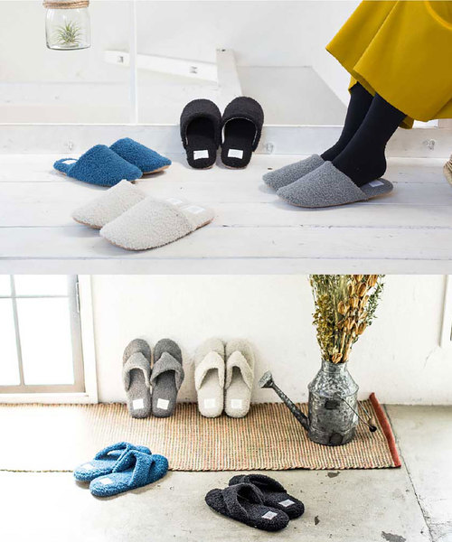sarasa design(サラサデザイン)の「b2c パイルトングスリッパ 抗菌・防臭 Re New(ルームシューズ/スリッパ・レディース・チャコールグレー/ライトグレー/ブラック/インディゴブルー・S/M/L)」の9枚目の写真