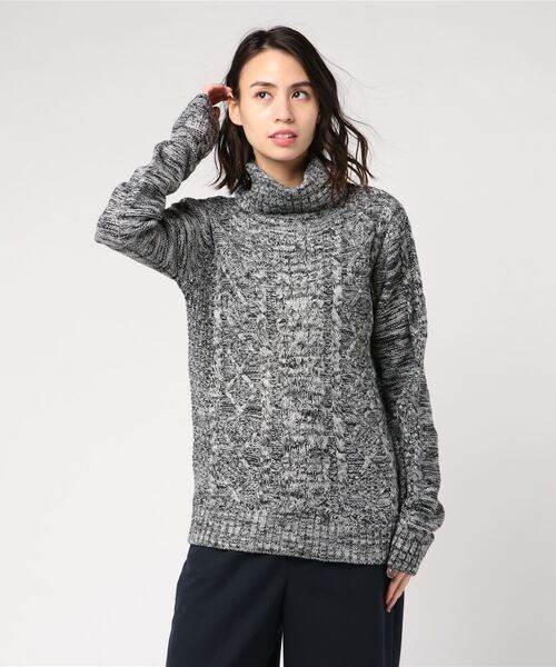 Bling Leads（ブリングリーズ）の「【Bl】【Bling Leads】ケーブルタートルニット（ニット/セーター・レディース・キャメル/ブルー系その他/ワイン/ブラック/レッド/ネイビー/ブラック系その他2/ホワイト系その他/グレー系その他/グレー系その他2/ブラック系その他/アイボリー/ベージュ/ブラウン/ライトパープル/ブルー系/グリーン系/その他/その他2・LARGE/MEDIUM/X-LARGE）」の6枚目の写真