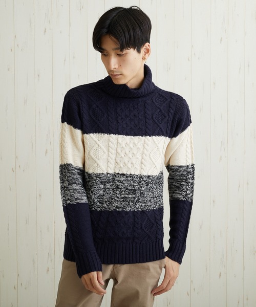 Bling Leads（ブリングリーズ）の「【Bl】【Bling Leads】ケーブルタートルニット（ニット/セーター・レディース・キャメル/ブルー系その他/ワイン/ブラック/レッド/ネイビー/ブラック系その他2/ホワイト系その他/グレー系その他/グレー系その他2/ブラック系その他/アイボリー/ベージュ/ブラウン/ライトパープル/ブルー系/グリーン系/その他/その他2・LARGE/MEDIUM/X-LARGE）」の12枚目の写真