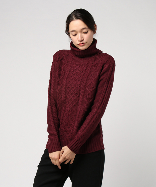 Bling Leads（ブリングリーズ）の「【Bl】【Bling Leads】ケーブルタートルニット（ニット/セーター・レディース・キャメル/ブルー系その他/ワイン/ブラック/レッド/ネイビー/ブラック系その他2/ホワイト系その他/グレー系その他/グレー系その他2/ブラック系その他/アイボリー/ベージュ/ブラウン/ライトパープル/ブルー系/グリーン系/その他/その他2・LARGE/MEDIUM/X-LARGE）」の17枚目の写真