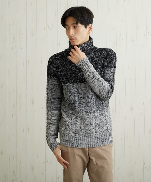 Bling Leads（ブリングリーズ）の「【Bl】【Bling Leads】ケーブルタートルニット（ニット/セーター・レディース・キャメル/ブルー系その他/ワイン/ブラック/レッド/ネイビー/ブラック系その他2/ホワイト系その他/グレー系その他/グレー系その他2/ブラック系その他/アイボリー/ベージュ/ブラウン/ライトパープル/ブルー系/グリーン系/その他/その他2・LARGE/MEDIUM/X-LARGE）」の5枚目の写真